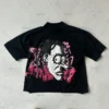 Punk Rock Star Cartoon Print T-shirt Street Hip-hop European and American Short-sleeved Men Y2k Oversized Harajuku Trendy Top - Image 4