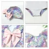 Mermaid Backless Big Bow Swimwear For Girls Summer Swimsuit Adjustable Straps Kids Bikini Backless Ruffle Sleeve Beach Swimming - Image 6