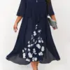 Plus Size Dress Woman 2023 Summer V Neck Floral Print Patchwork Fake Two Pieces Dress 4XL 5XL Large Size Maxi Long Dresses