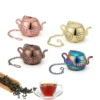 Metal Tea Strainer Teapot Shape Loose Tea Stainless Steel Infuser Leaf Tea Maker Strainer Chain Drip Tray Herbal Spice Filter - Image 3