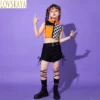 Girls Jazz Dance Clothing Youth Clothing Cutting Tank Top Mesh Hip Hop Pants Children's Show Dance Clothing - Image 6