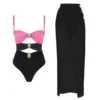 Women One Piece Swimsuit 2024 Female Swimwear Maxi Dress Beachwear Swimming Suit Bathing Suit Bikini Set Sarong Biquini Cover-Up - Image 2