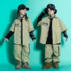 Girls Hip Hop Letters Shirt Cargo Pants Boys Cool Jacket Street Dance Clothes Sets Joggers Kids Blouse Streetwear Jazz Costumes - Image 4