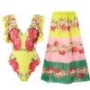 Printed One Piece Swimsuit for Women, Ruffle Swimwear, Monochrome Beach Dress, Elegant Bathing Suit, New, 2024 - Image 3