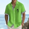 Men's summer 3D printed coconut tree casual outfit with daily Hawaiian lapel short sleeved shirt - Image 6