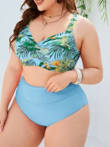 2023 Tropical Print Underwire Swimsuit Women Plus Size Swimwear Female High Waist Bathers Bathing Swimming Suit Summer Beachwear - Image 4