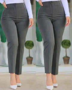 Elegant High Waist Cropped Work Pants for Women Black All-Match Daily Office Formal Wear Fashion Women's Trousers OL - Image 3