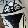 Sexy Bikini 2024 Women Y2k Emo Egirl Swimsuit Kawaii Sweet Bandage Bra Set Summer Beach Swimwear Femme Grunge Skull Punk Gothic