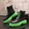 Men's English Style Thick Sole Design Men Boots Luxury High End Top Layer Leather Brand purple Chelsea High Quality Casual Boots - Image 5