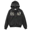 Autumn American Retro Military 490g Cardigan Hooded Sweatershirts Men's Fashion Pure Cotton Heavyweight Velvet Printed Hoodies - Image 5