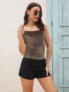 Womens Sexy Black Velvet Spaghetti Strap Tank Top Summer Fashion Corset Vintage Backless Cropped Vest Goth Streetwear Wholesale - Image 3