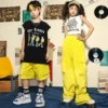Kids Oversize Vintage Print Shirt Street Wear Clothing Girls Boys Tops Cargo Hip Hop Pants For Child Jazz Dance Costume Clothes - Image 2