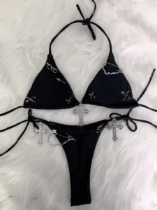 gothic clothes y2k top y2k accessories harajukuTopsy2k Bikini Sexy Bikini Lolita Bikini Kawaii Bikini Gothic Bikini corset top - Image 3
