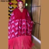 With Hijab African National Sequins Party Dress Women Casual Sexy Lady Tassel Maxi Dress Ramadan Vintage Abayas Elegant Dress - Image 2