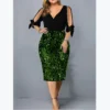 Big Size Clothing 2023 New Summer Loose Woman Slim Dress Sexy V Neck Personalized Sequin Design Plus Size Dress Party Vestidos - Image 5