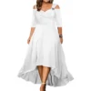 L-5XL Summer Fashion Elegant Long Dress Plus Size Women Clothing Solid Halter Short Sleeve Irregular Casual Dress Dropshipping - Image 4
