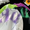 Hip Hop Style Graffiti T-Shirt Summer Bright T-shirts Fake Two Piece Clashing Round Neck Short Sleeve Top Neutral Printed Tshirt - Image 2
