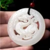 Natural Hetian Jasper Retro Dragon Jades Pendant Genuine Fine Carved Hollow Dragon Men & Women Pendant Necklace Holiday Gift - Image 2
