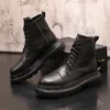 Men's English Style Thick Sole Design Men Boots Luxury High End Top Layer Leather Brand purple Chelsea High Quality Casual Boots - Image 3