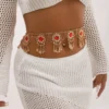 Charm Sexy 18k Gold Plated Tassels Chain Waist Belly Belt Women Shiny Red Crystal Summer Beach Bikinis Body Chains Goth Jewelry - Image 2