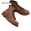 Men High Quality Brand Outdoor Genuine Leather Boots Special Desert Combat Boots Men's Designer Shoes Ankle - Image 2