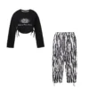 Girls Hip Hop Crop Top Zebra Stripes Pants Clothes Sets Boys T-shirt Street Dance Shorts Kids Streetwear Children Jazz Costumes - Image 6