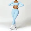 Women Tracksuit Yoga Set 2PCS Sportswear Workout Clothes Athletic Wear Gym Legging Fitness Bra Crop Top Long Sleeve Sports Suits - Image 4