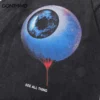 Vintage Oversized T-Shirt Hip Hop Eye Graphic Print Punk Gothic Washed Tshirt Streetwear 2024 Harajuku Cotton Loose Shirts Tops - Image 3