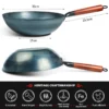 30-34cm Chinese Traditional Iron Wok Handmade Large Wok with Wooden Handle Frying Pan Non-stick Wok Gas Cooker Kitchen Cookware - Image 4