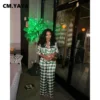 CM.YAYA Chic Plaid Women's Set Long Sleeve Oversized Shirt and Wide Leg Pants 2023 Summer Two 2 Piece Set Outfits Tracksuit - Image 3