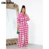 CM.YAYA Chic Plaid Women's Set Long Sleeve Oversized Shirt and Wide Leg Pants 2023 Summer Two 2 Piece Set Outfits Tracksuit - Image 6