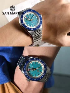 San Martin Original Design Fashion GMT 39.5mm Men Sports Watch Japan NH34 Automatic Mechanical Waterproof 100m SN0116 Reloj - Image 5