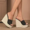 Women Sandals Summer Espadrilles Wedges High Heel Shoes Woman Platform Casual Beach Mules Slip On Open Toe Big Size 43 Slipper - Image 2