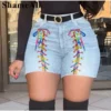 Plus Size Sexy White Blue Hollow Out Denim Shorts 4XL Summer Women High Waist Ripped Tassel Short Jeans Lace Up Bandage Hotpants - Image 2