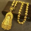 Real gold 999 necklace Guanyin pendant 24K chain AU750 domineering fashion jewelry boss chain gift for men and women - Image 2