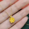 100% Genuine 999 Pure Gold Flower Pendant Exquisite Jewelry For Wife And Girlfriend Gift 24k Gold Women's Necklace - Image 4