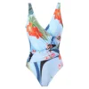 Flower Print Swimsuit Set 2-piece Summer Lady V-Neck Sexy Halter Suspender Bikini Cover Up One Piece Beach Hot Springs Swimsuit - Image 6