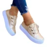 Summer White Women Shoes Fashion Round Toe Platform Shoes Plus Size Casual Sneakers Lace Up Flats Women Slip On Tennis Shoes - Image 6