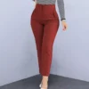 Women 2022 Spring New Chic Fashion Side Pockets Straight Pants Vintage High Waist Zipper Fly Female Trousers Mujer - Image 4