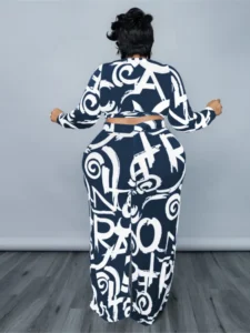 4XL 5XL Plus Size Sets Women Clothes Fashion Print Top And Wide Leg Pant Suit Spring Autumn New Oversize Casual Outfits 2022 - Image 4