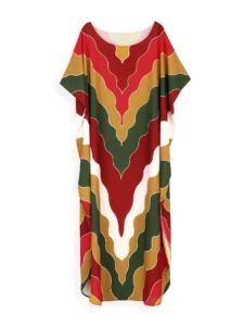 Moroccan Kaftan Boho Rainbow Print Sexy Batwing Sleeve Long Dresses 2023 Summer Women Clothing Beachwear Casual Maxi Dress Q1435 - Image 5