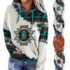 Women Hoodies Vintage Boho Printed Hooded Sweatshirt 2023 Autumn Female Long Sleeve Drawstring Casual Loose Pullover - Image 2