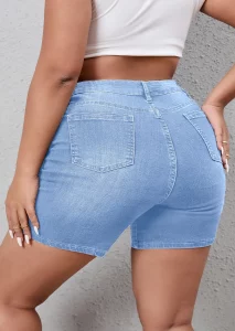 SHOWMALL Plus Size Denim Shorts for Women High Waisted Folded Hem Ripped Jean Shorts (12W-26W) - Image 2