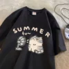 Heavyweight Pure Cotton American Street T-shirt for Men and Women Loose and Versatile Short Sleeved Ins Trendy Half Sleeved Top - Image 5