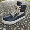 Owen Seak Men High Top Snow Boots Leather Women Lace Up Casual Sneakers Flats Black Luxury Designer Shoes - Image 4