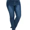 Plus Size Jeans For Women High Wasited Denim Pants for Big Curve Style Button Front Waist Taper Leg ouc078