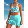 2023 New Summer Two Piece Beach Swimwear Skirt Bikini Sexy Swimwear Women's Off Shoulder Swimwear New Design Print Bikini Set - Image 5