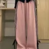 ADAgirl Pink Y2k Sweatpants Women Streetwear Fashion Baggy Bow Side Stripe High Waist Sports Pants Hip Hop Causal Mujer Joggers