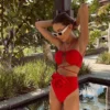 2024 Sexy 3D Flower Bikini Swimwear Women Swimsuit Soild Halter Bikini Set High Cut Bandage Bathing Suits Summer - Image 4