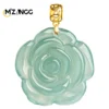 18K Gold Natural A Goods Jadeite Blue Water Rose Pendant High-grade Ice Kind Exquisite Fashion Women's Jade Necklace Gift - Image 6